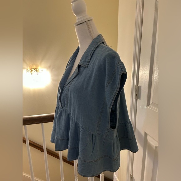 Anthropologie Pilcro Sailor Denim Babydoll Blouse NWT! - Picture 12 of 14